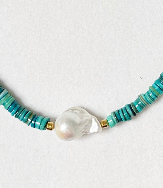Aqua Pearl Necklace